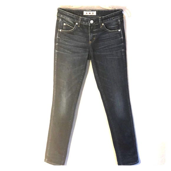 Anthro AMO mid-rise Jeans Stix True Blue - Picture 4 of 8